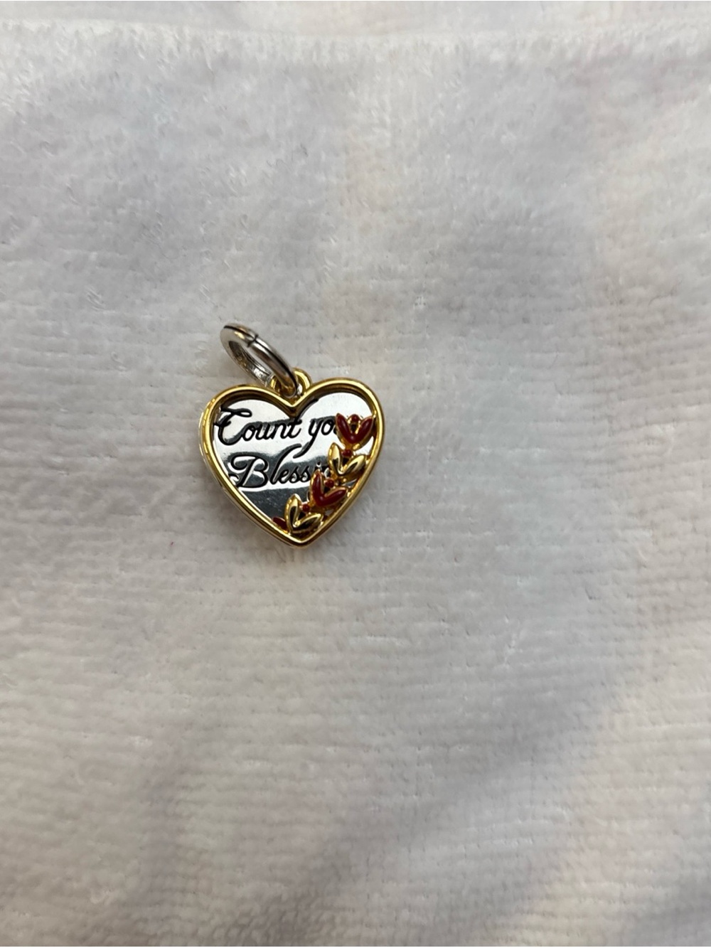 Brighton Grateful Charm Heart-Shaped "Count Your Blessings" Gold & Silver Charm
